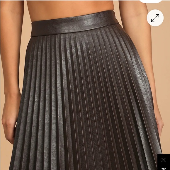 Lulus Dark Brown Faux Leather Pleated Skirt - Picture 3 of 3